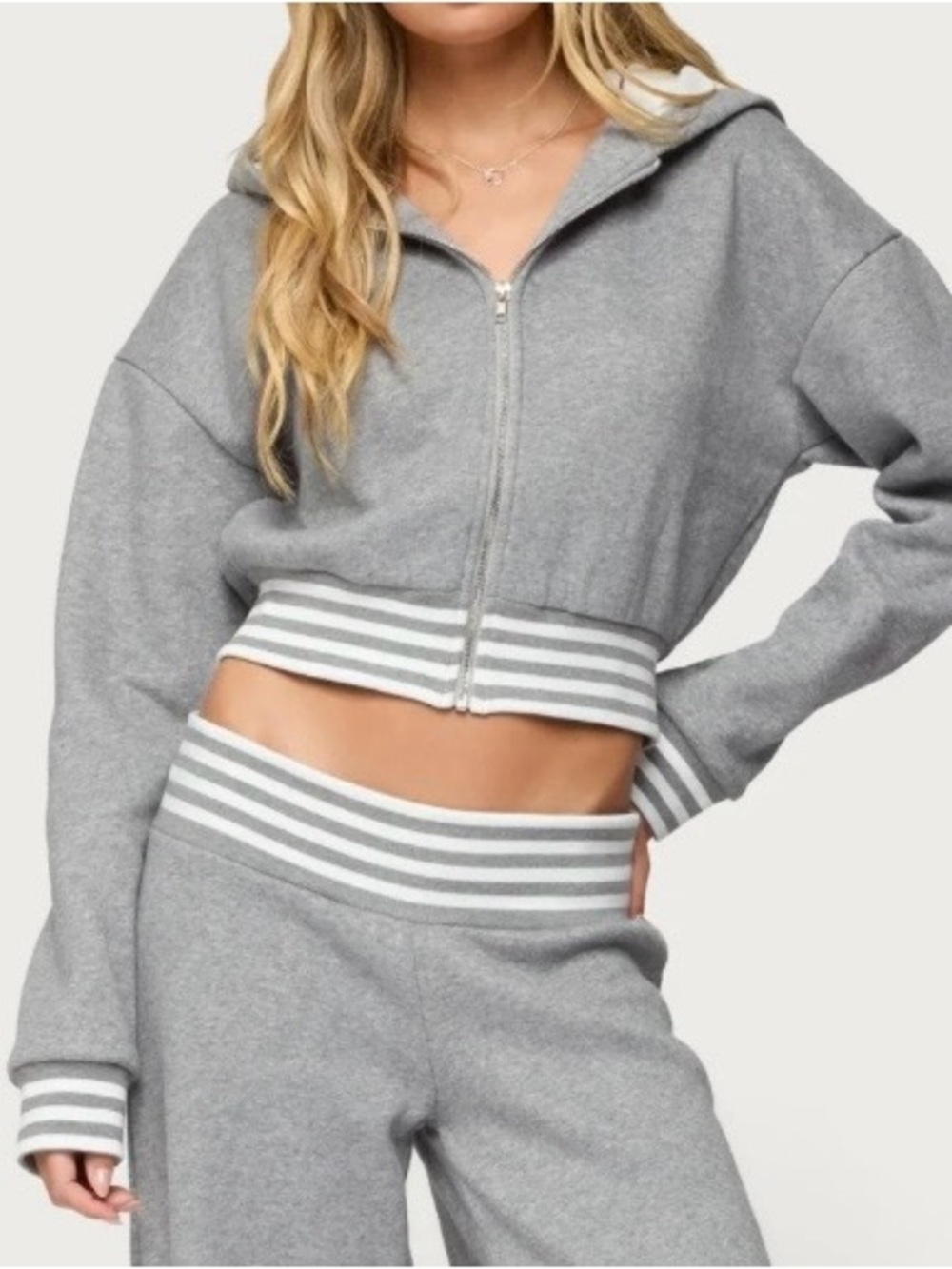 NWOT Edikted Eloura Stripes Zip Up Hoodie